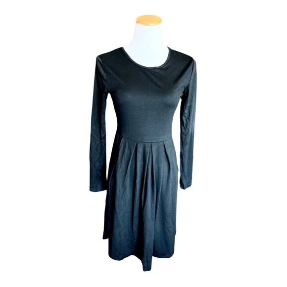 NWT Womens DouBCQ Casual Long Sleeve Flowy Pleated Fall Dresses w Pockets - Sz S - Picture 3 of 3